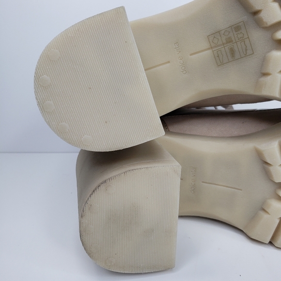 Dolce Vita Collin Dune Leather Nylon Chunky Heel Lace up Combat Boots Sz 9 - Picture 11 of 12